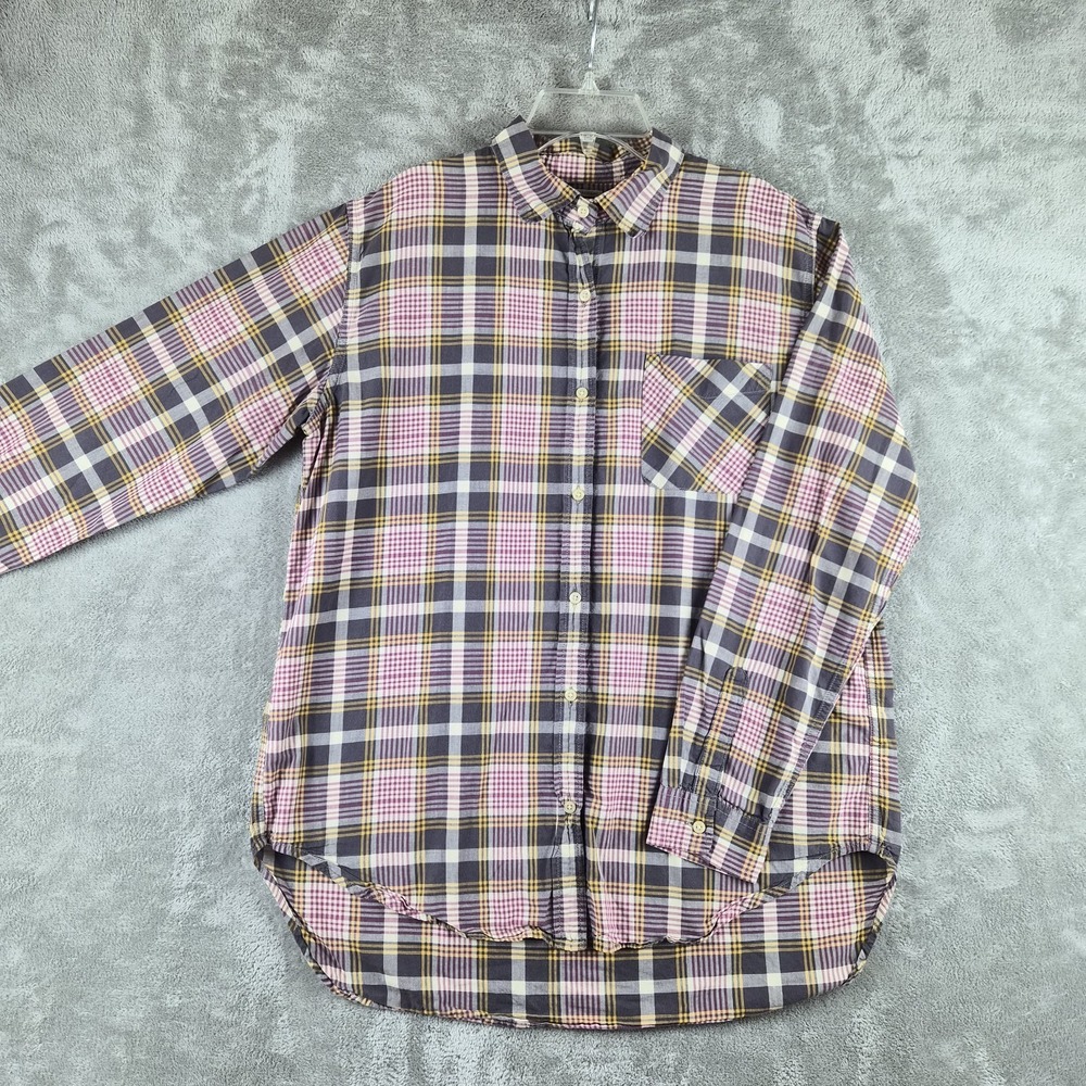 Denim & Supply Ralph Lauren Boyfriend Tunic Shirt Large Purple Plaid Oversized